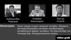 Қырғыз оппозициясы өкілдерінің әңгімесі делінген таспадан көрініс.